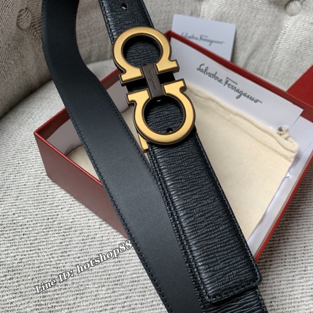 菲拉格慕專櫃款男士皮帶 Ferragamo雙面牛皮紋理腰帶  jjp2704